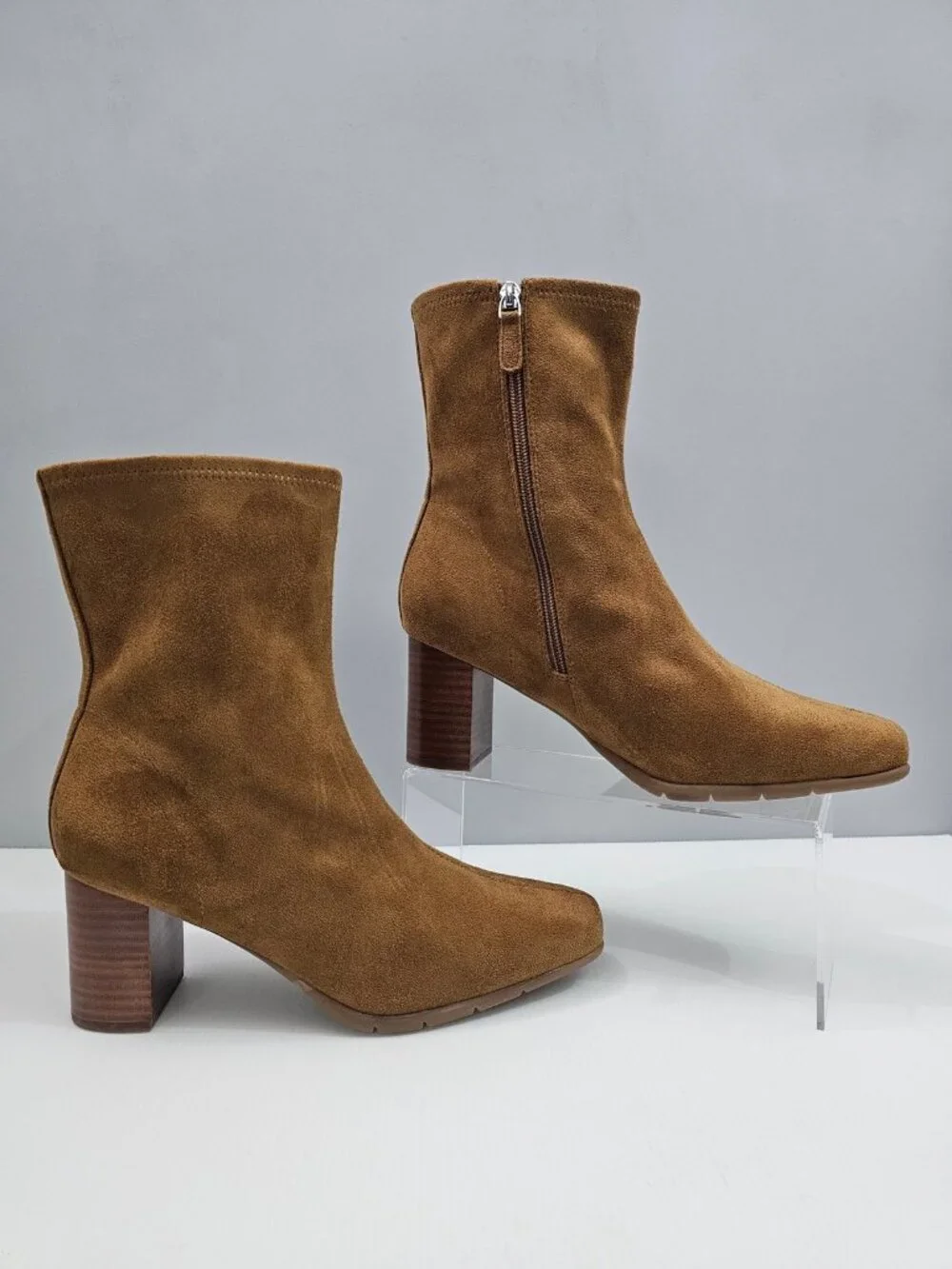 Aerosoles Miley Dress Ankle Boot Womens 10 Camel Brown Stretch Block Heel NEW